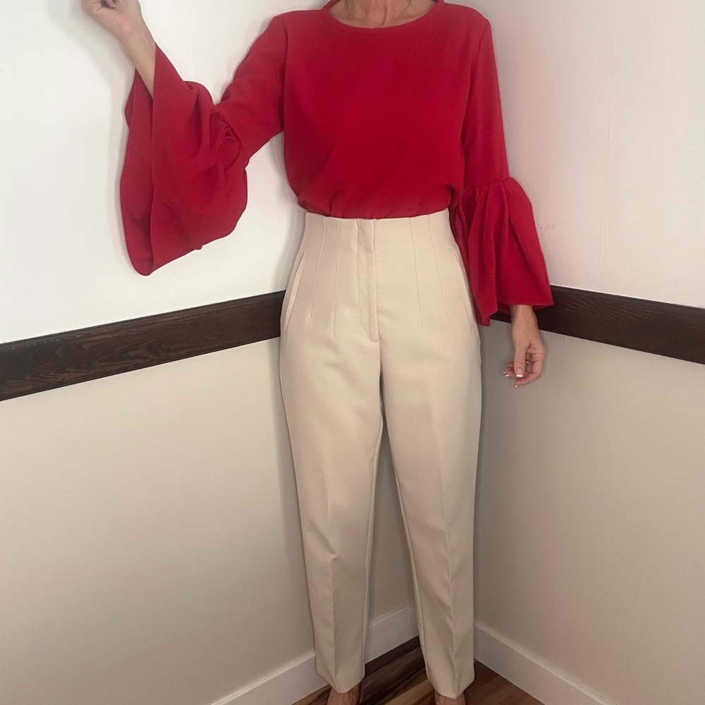 Zara High Waisted Cream Pants